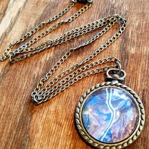 Handmade acrylic pour art necklace lighting crashe